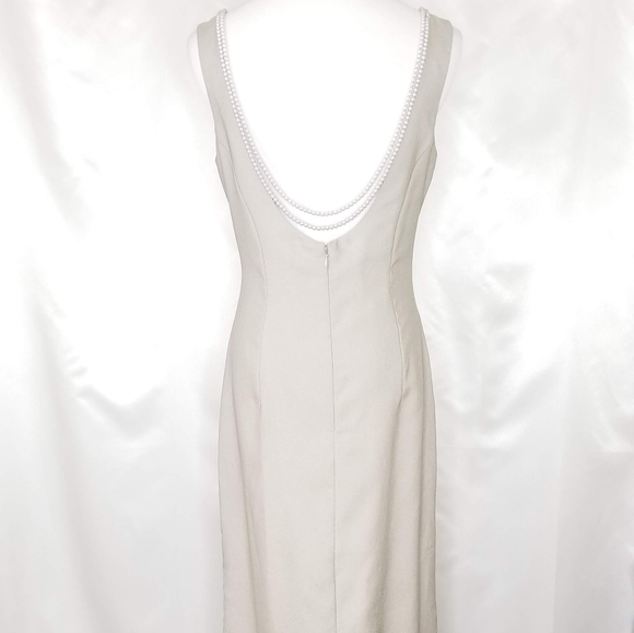 Vintage WATTERS & WATTERS Pearl Gray Formal Dress - Picture 5 of 6